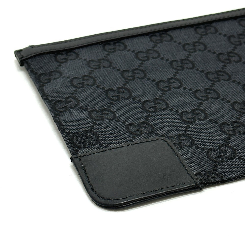 GUCCI Pouch 150415 GG canvas black GG flat Women Used