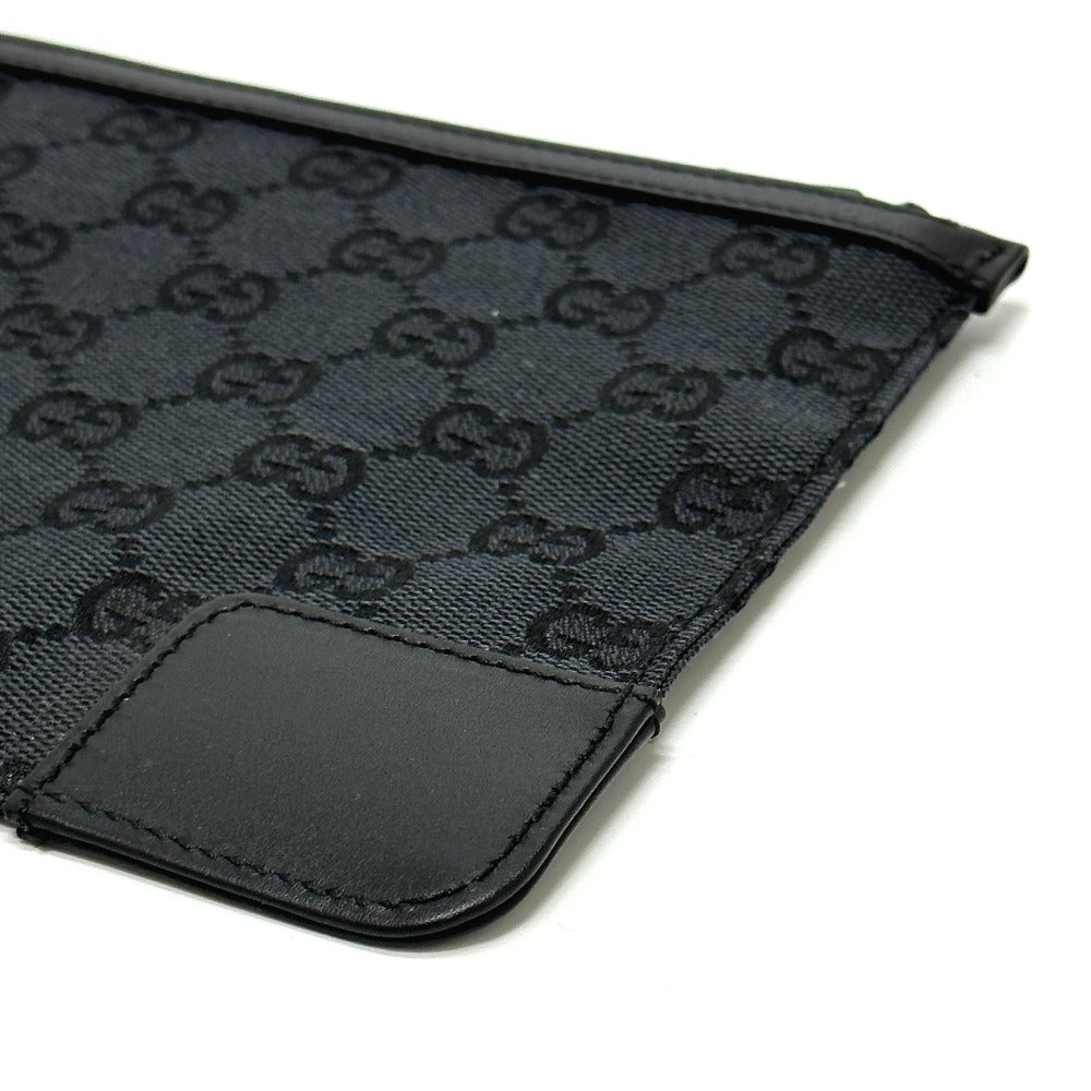 GUCCI Pouch 150415 GG canvas black GG flat Women Used