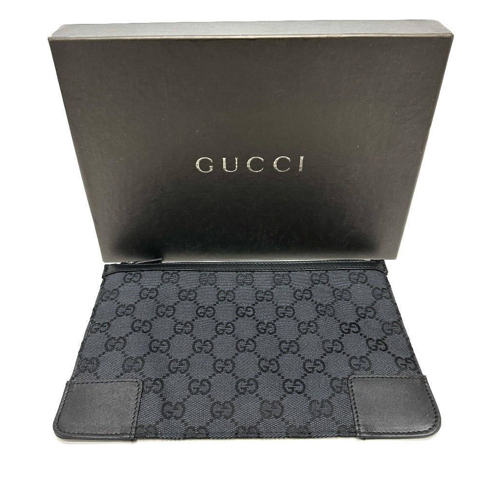 GUCCI Pouch 150415 GG canvas black GG flat Women Used