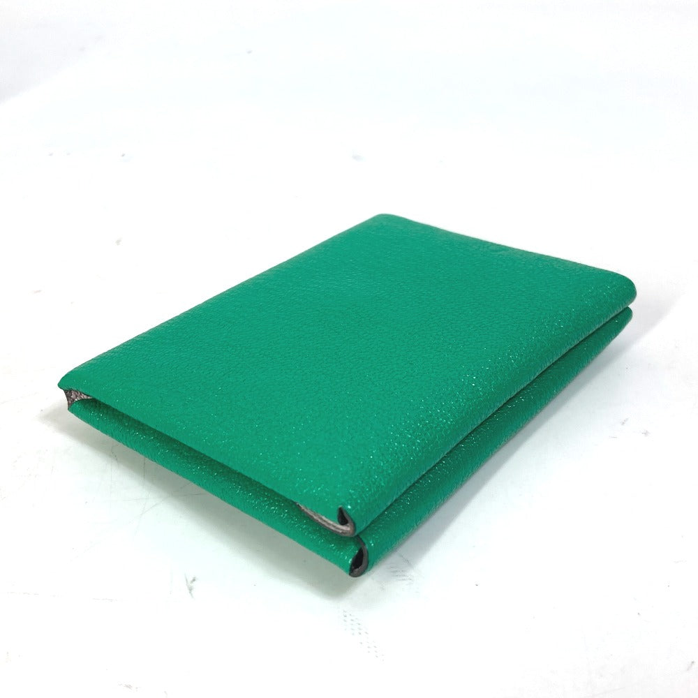 HERMES Card Case Shave green Coin Pocket Coin case Card Case Calvi duo Women Used