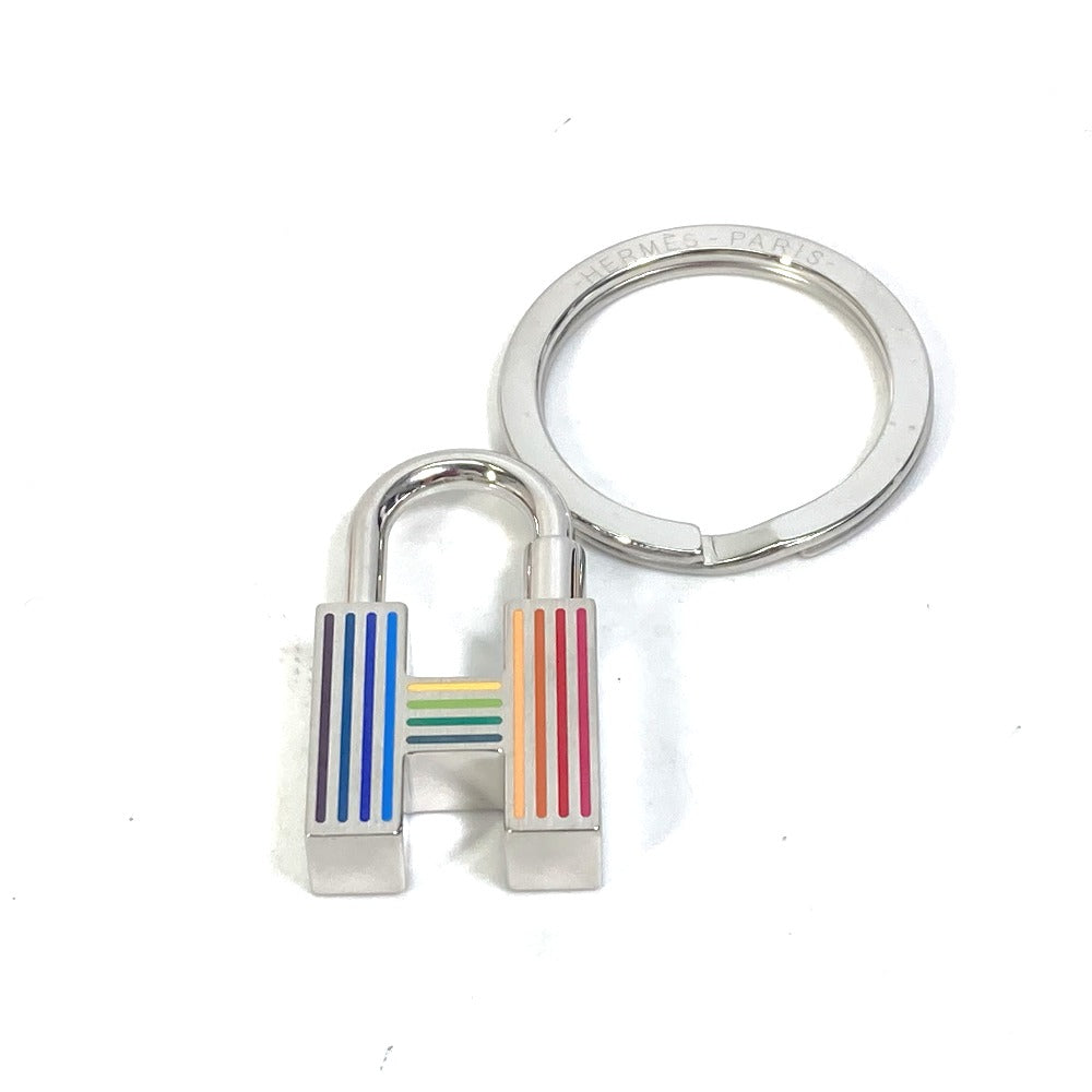 HERMES Key ring metal multicolor cadena quiz key Rainbow H logo Women Used