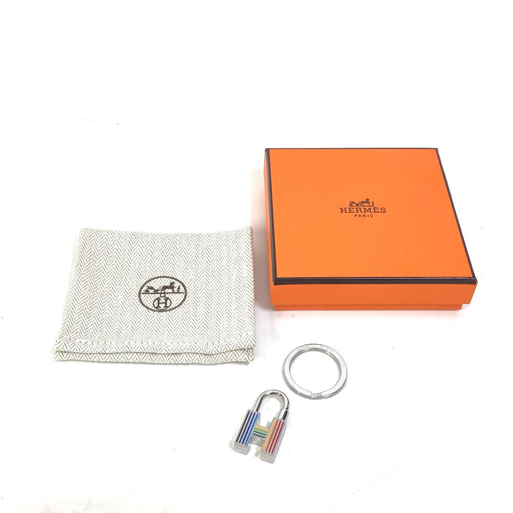 HERMES Key ring metal multicolor cadena quiz key Rainbow H logo Women Used