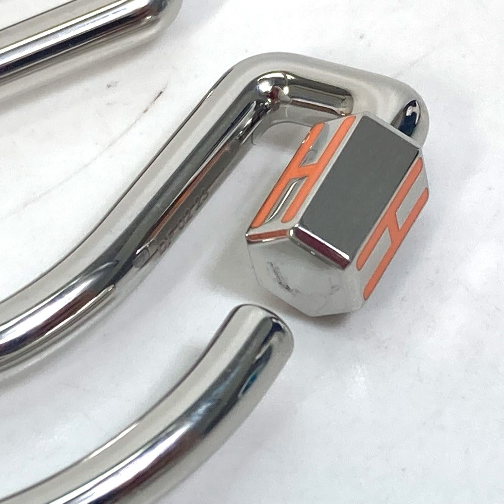 HERMES Key ring metal Silver H logo charm Blowjob a Cheval