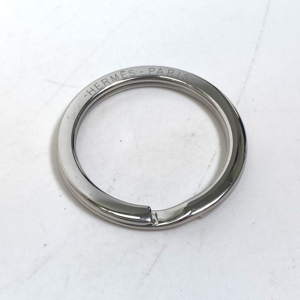 HERMES Key ring metal Silver H logo charm Blowjob a Cheval
