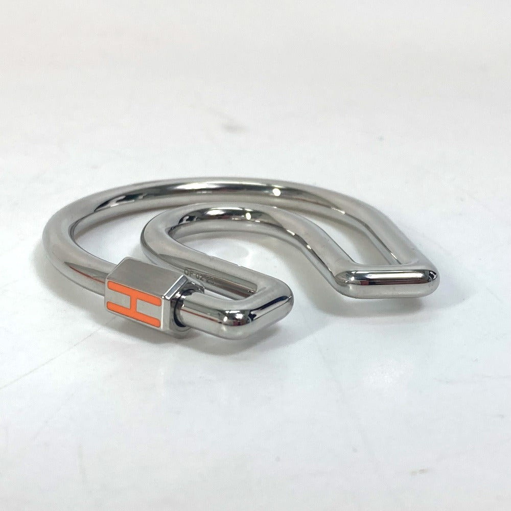 HERMES Key ring metal Silver H logo charm Blowjob a Cheval