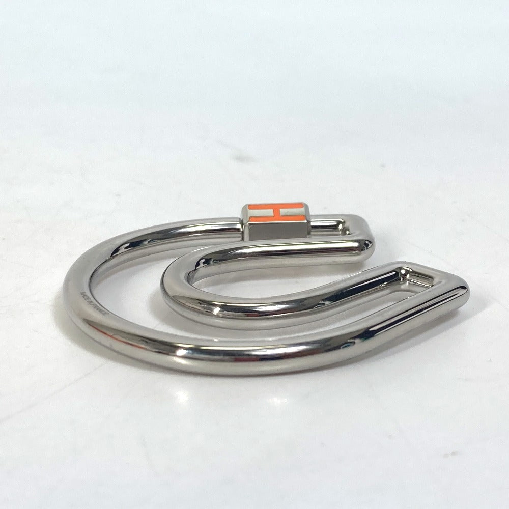 HERMES Key ring metal Silver H logo charm Blowjob a Cheval