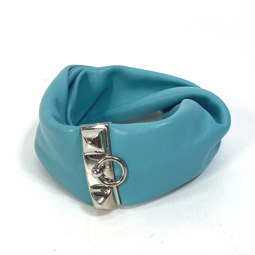 HERMES bracelet leather Light blue accessories medor Torsado Women Used