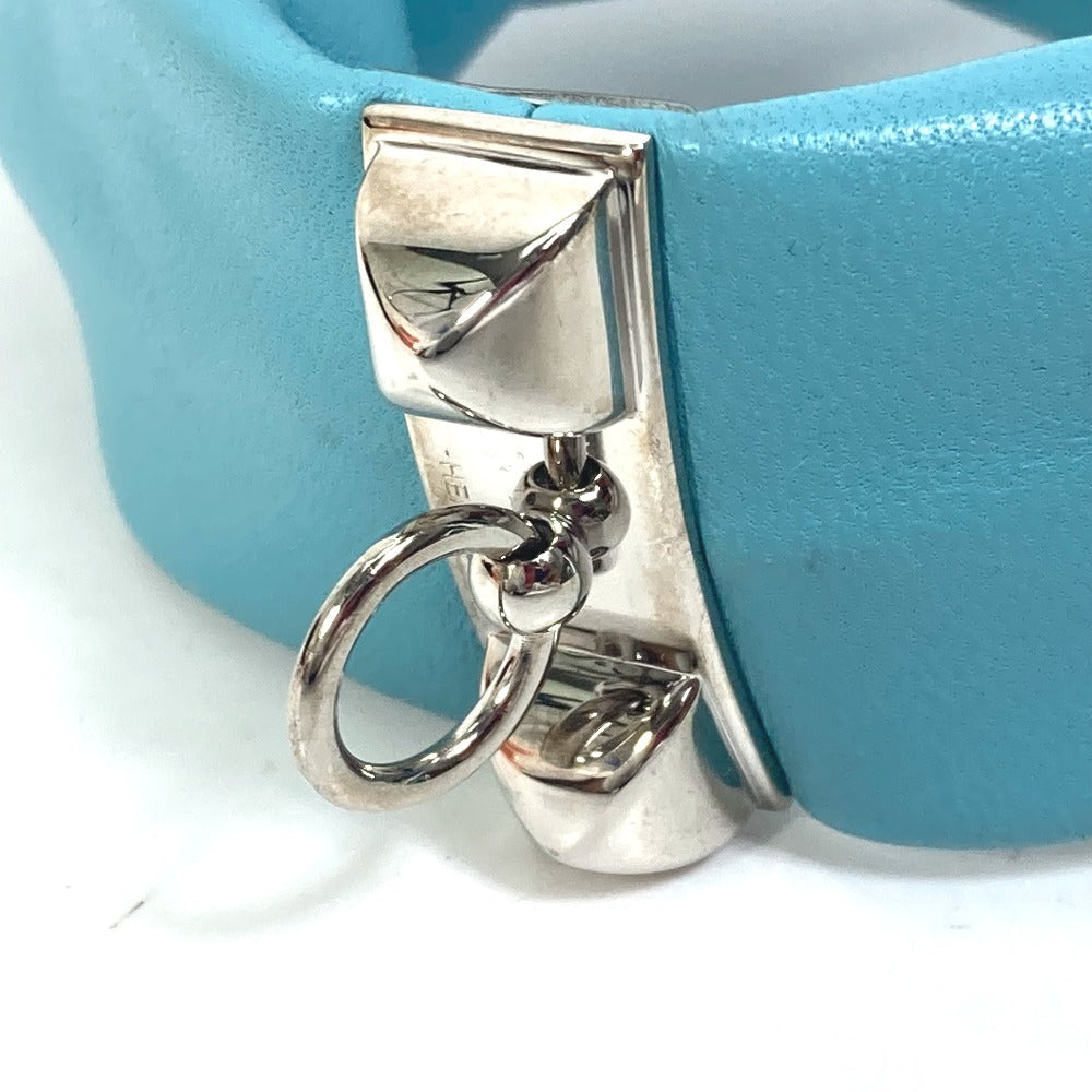 HERMES bracelet leather Light blue accessories medor Torsado Women Used
