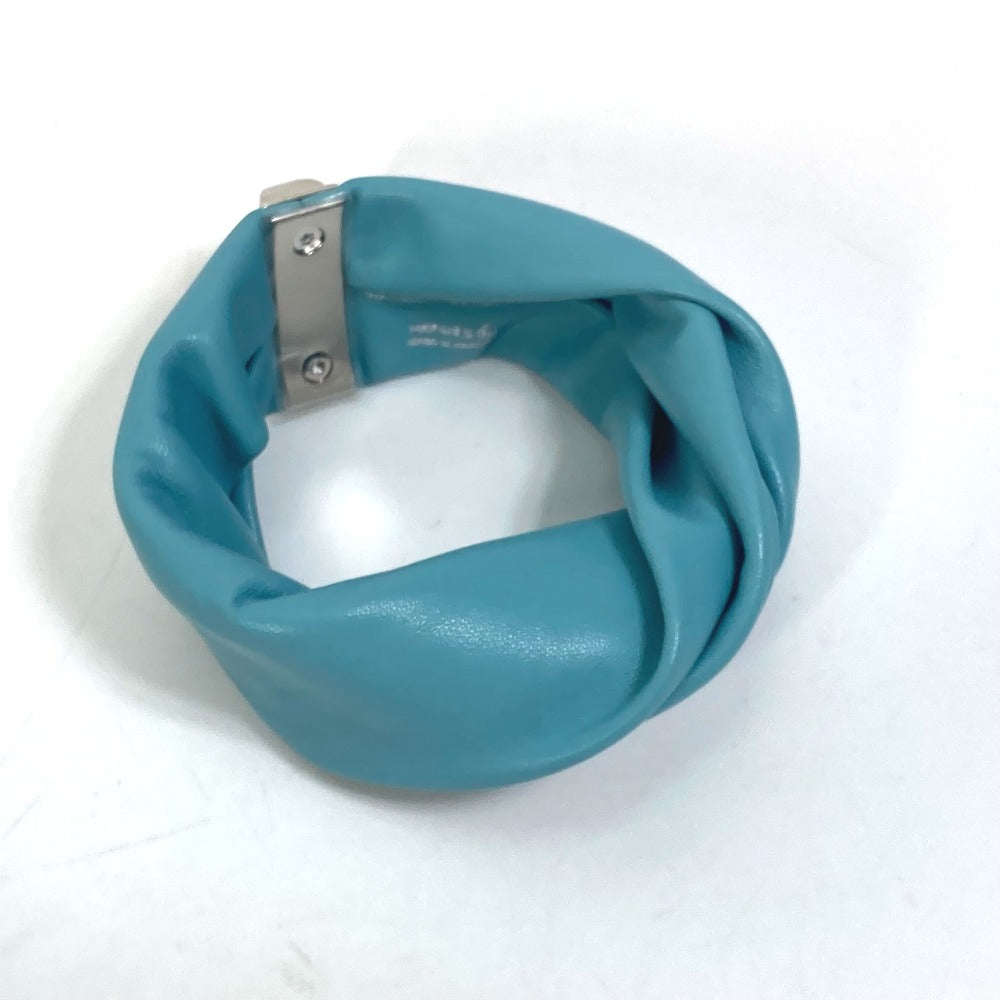 HERMES bracelet leather Light blue accessories medor Torsado Women Used