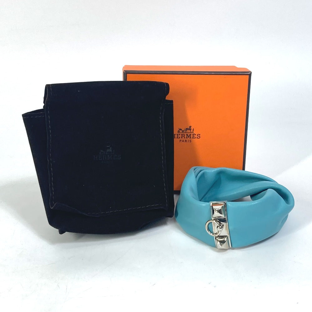 HERMES bracelet leather Light blue accessories medor Torsado Women Used