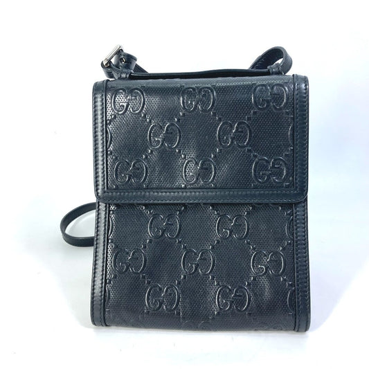 GUCCI Shoulder Bag 625782 leather black GG emboss Messenger mens Secondhand