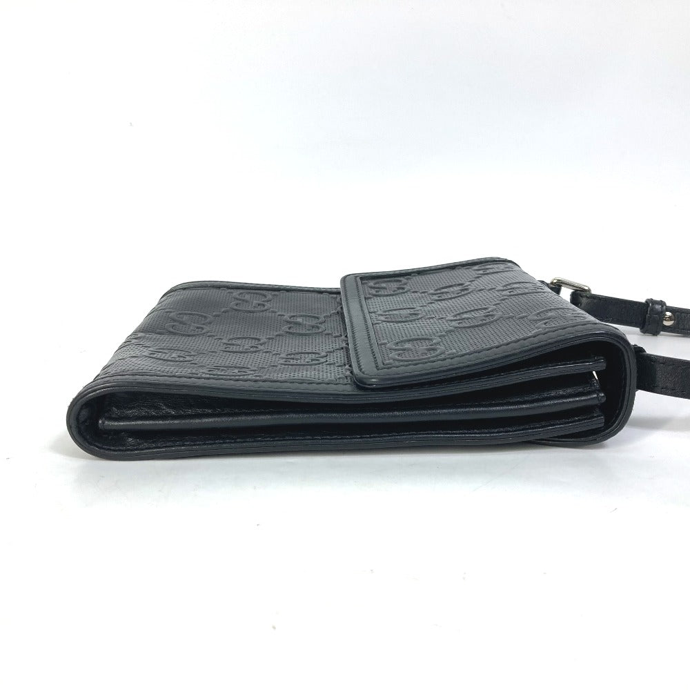 GUCCI Shoulder Bag 625782 leather black GG emboss Messenger mens Secondhand