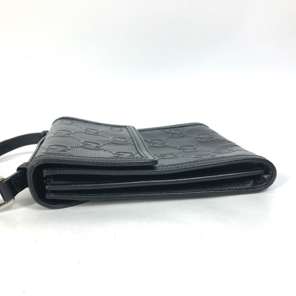 GUCCI Shoulder Bag 625782 leather black GG emboss Messenger mens Secondhand