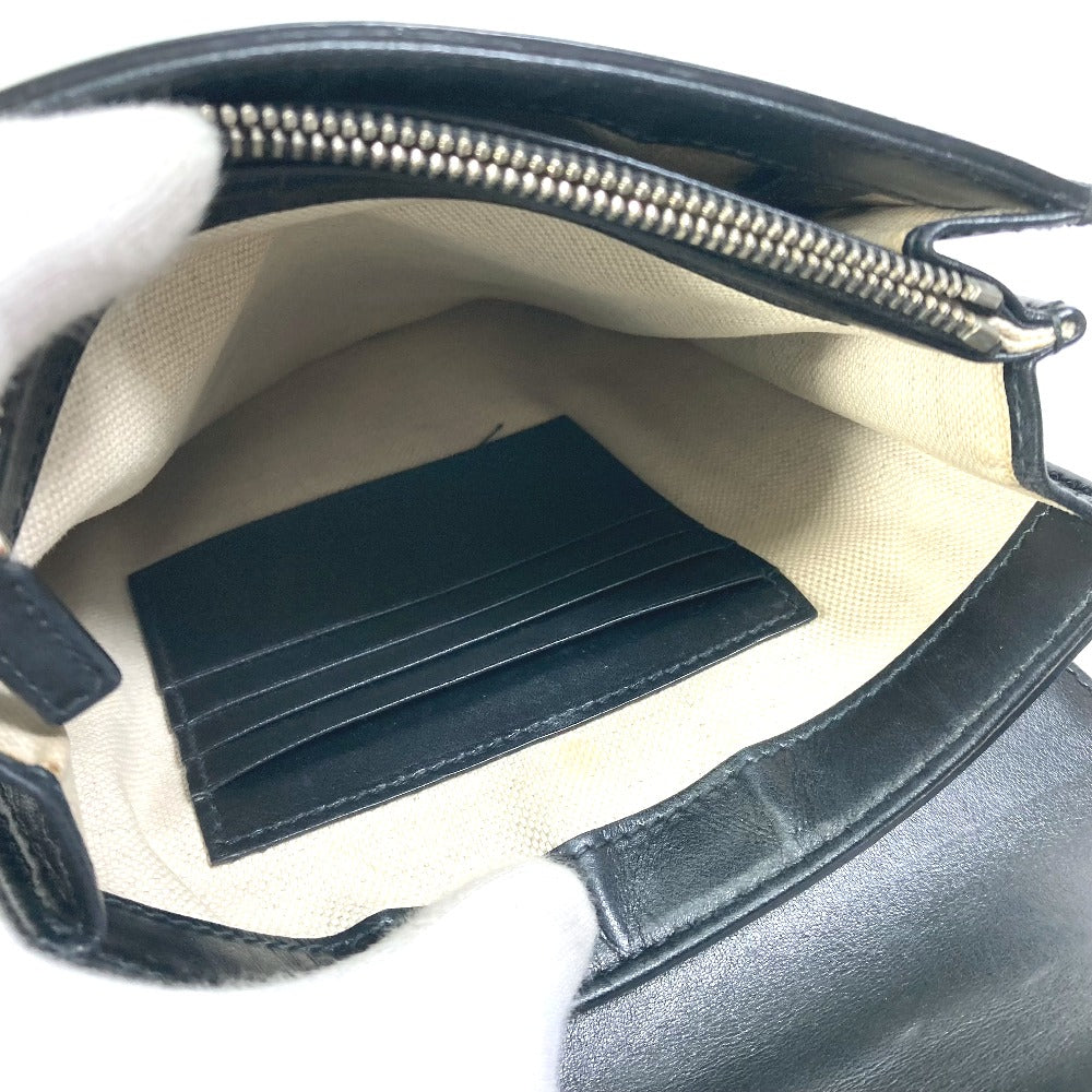 GUCCI Shoulder Bag 625782 leather black GG emboss Messenger mens Secondhand