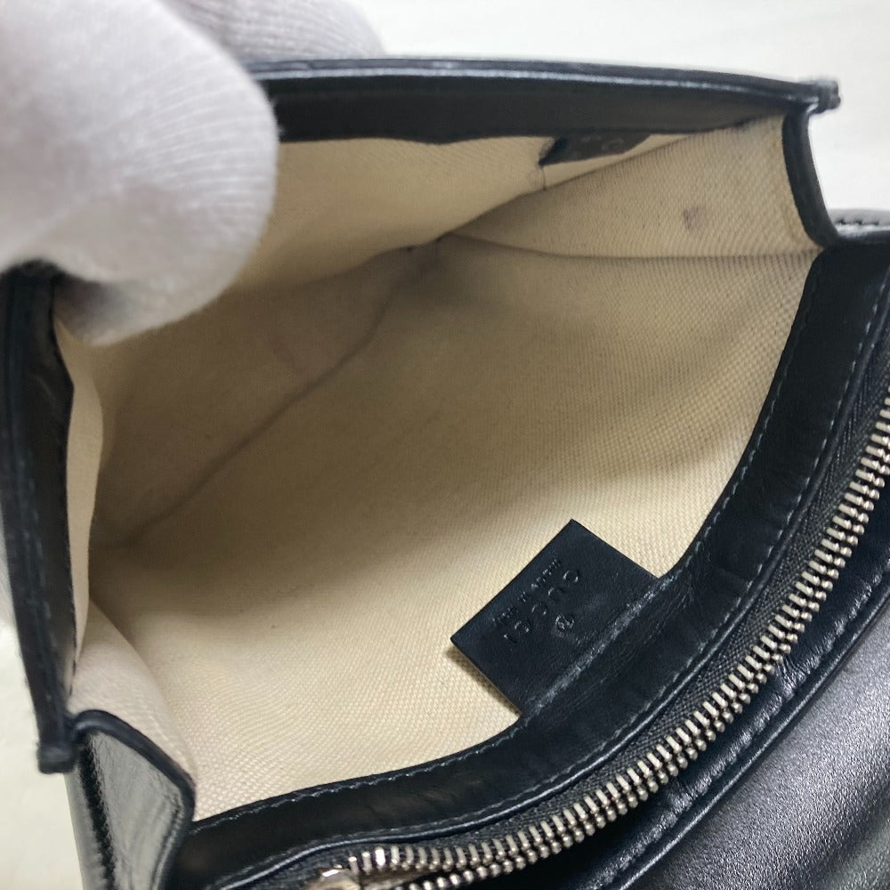 GUCCI Shoulder Bag 625782 leather black GG emboss Messenger mens Secondhand