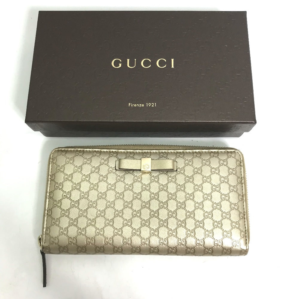GUCCI Long Wallet Purse 388680 Sima leather gold Guccisima Zip Around mens Used