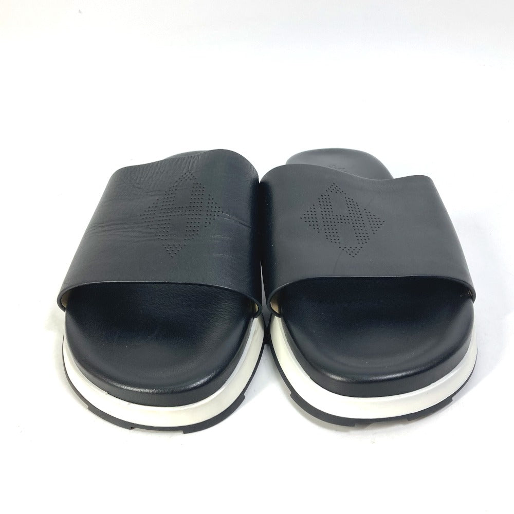 HERMES Sandals leather black Punching H mens 41.5 Used