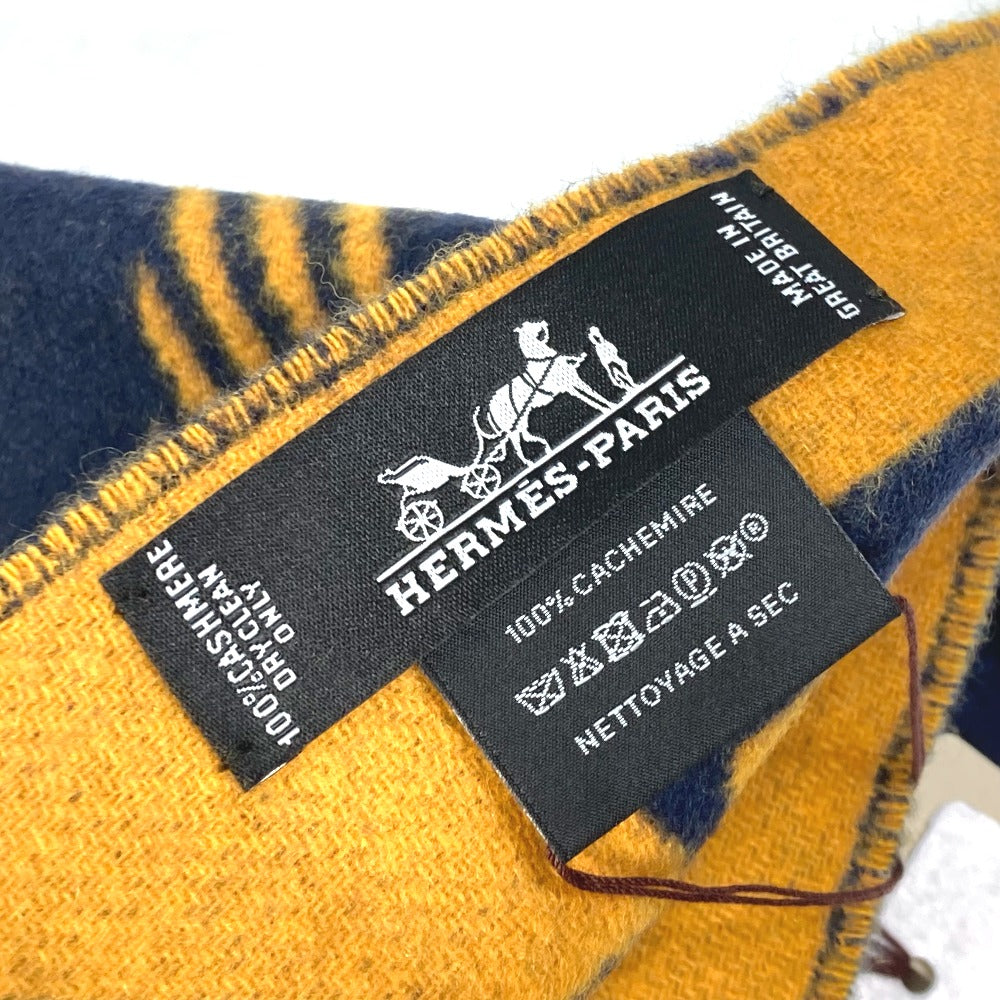 HERMES Scarf cashmere Navy dress buckle Women Used