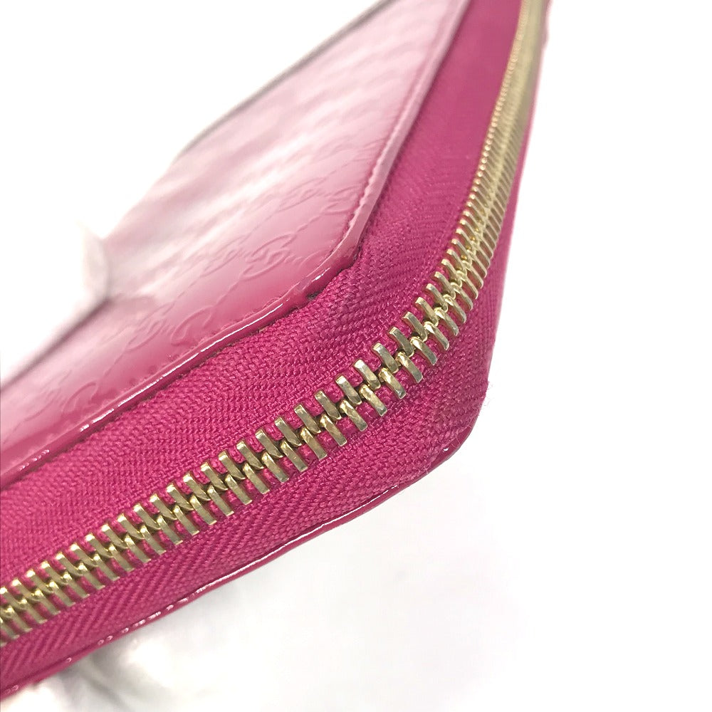 GUCCI Long Wallet Purse 309758 enamel pink Abbey GG pattern Guccisima Women Used