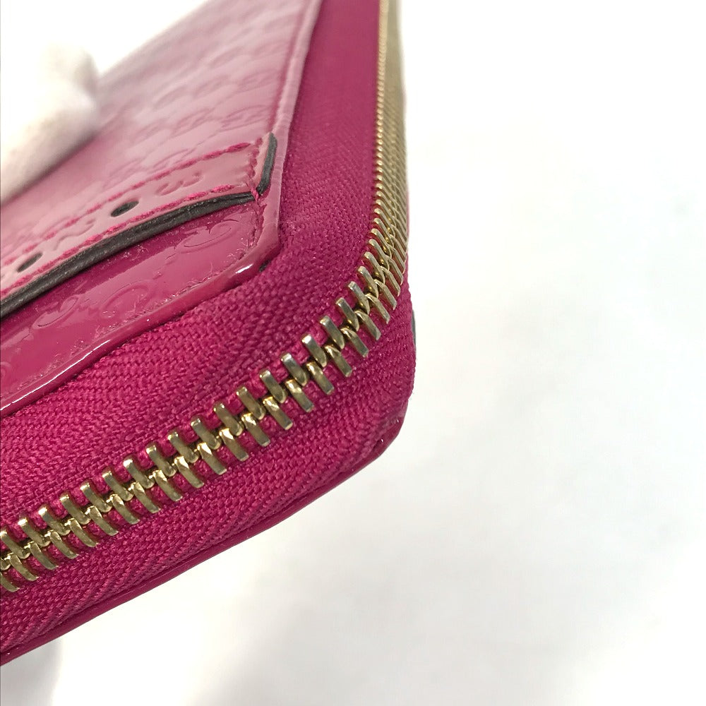 GUCCI Long Wallet Purse 309758 enamel pink Abbey GG pattern Guccisima Women Used