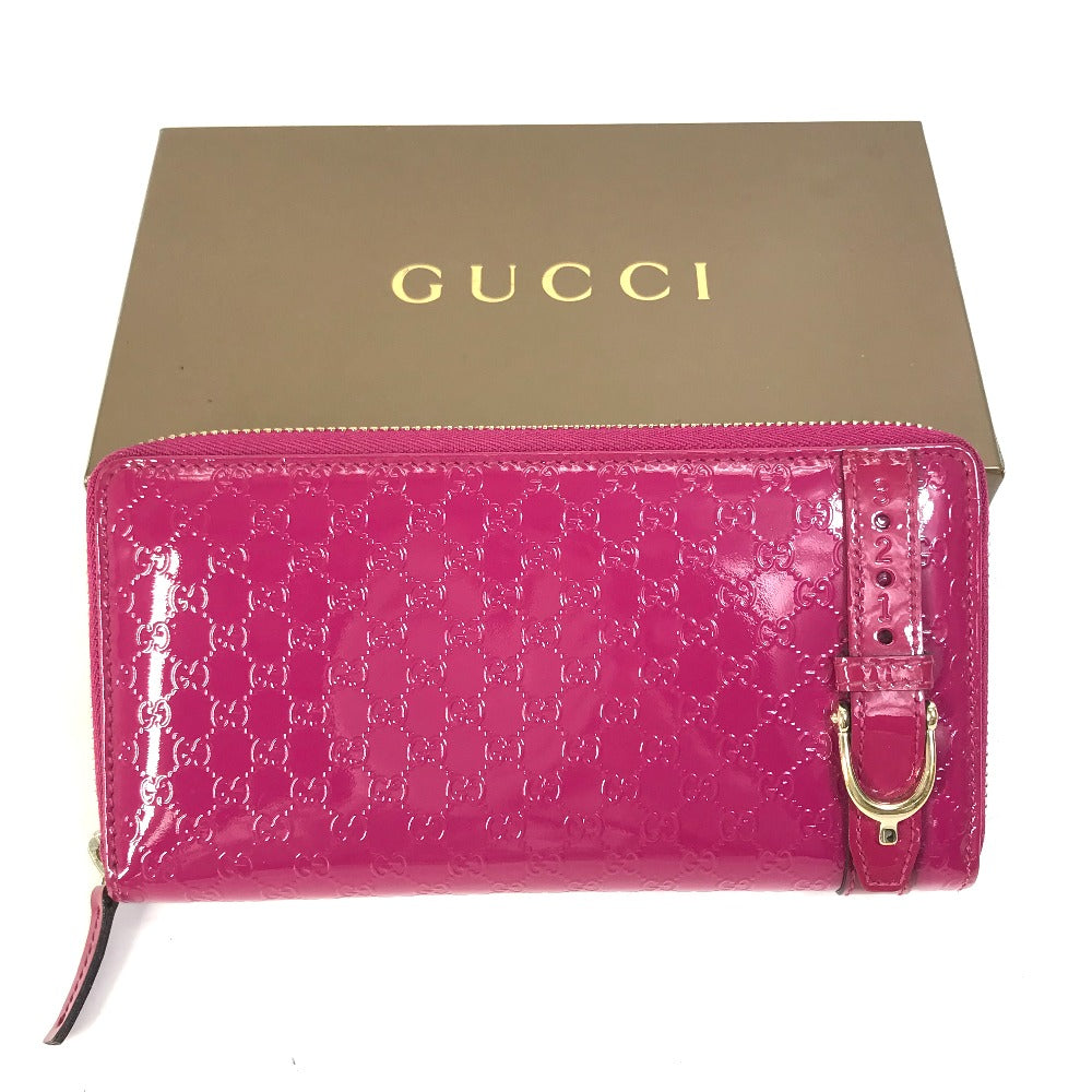 GUCCI Long Wallet Purse 309758 enamel pink Abbey GG pattern Guccisima Women Used