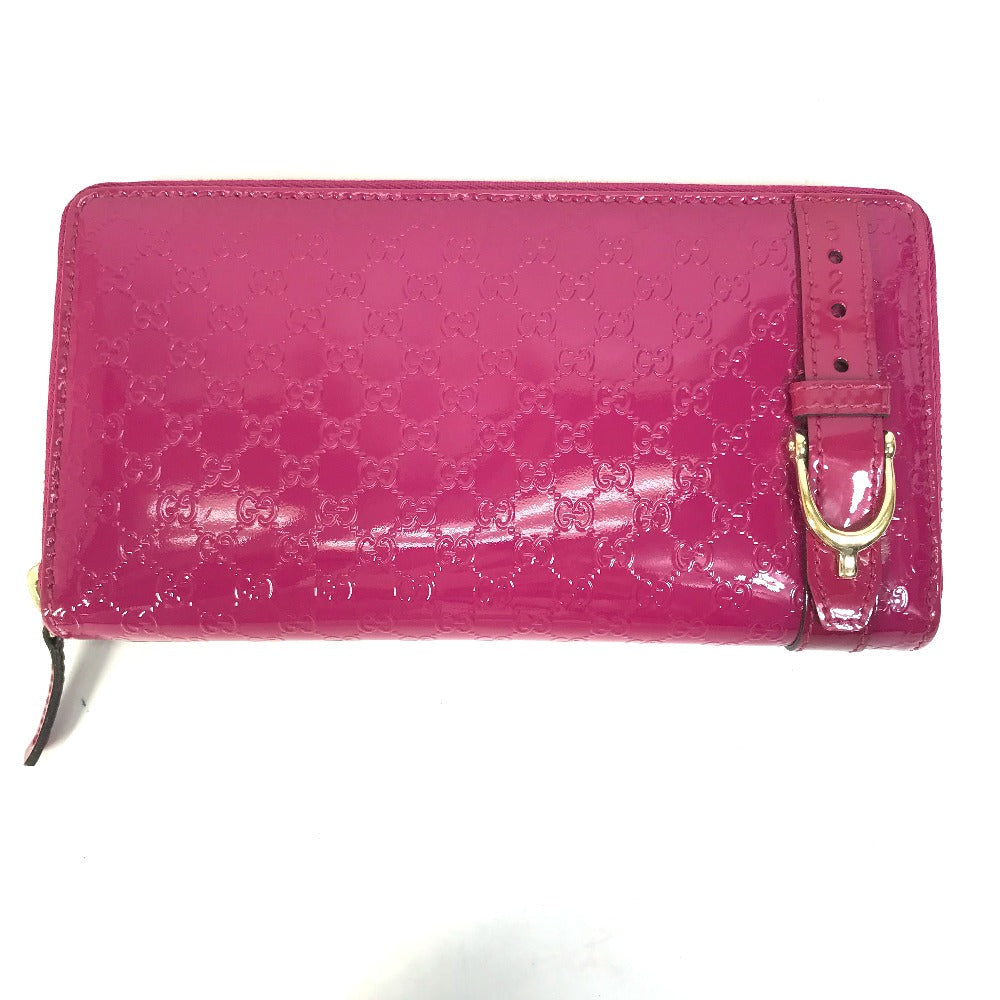GUCCI Long Wallet Purse 309758 enamel pink Abbey GG pattern Guccisima Women Used