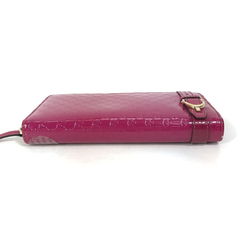 GUCCI Long Wallet Purse 309758 enamel pink Abbey GG pattern Guccisima Women Used