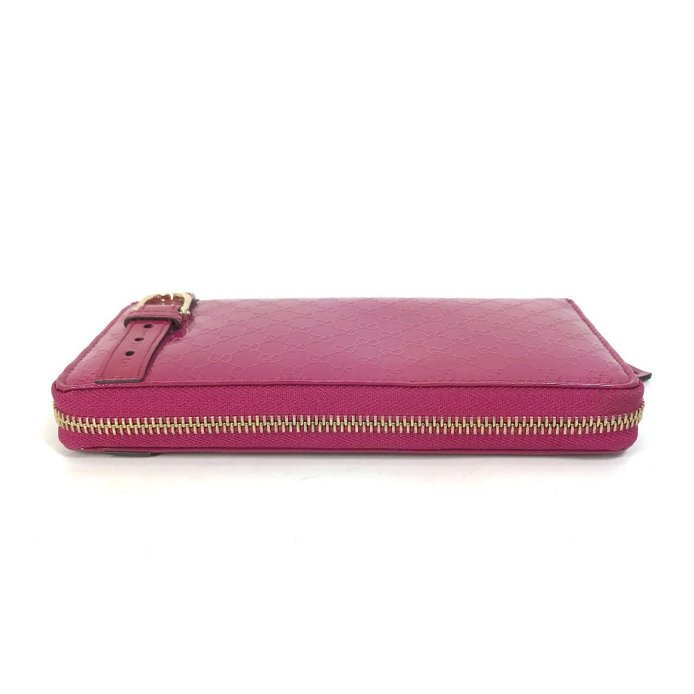 GUCCI Long Wallet Purse 309758 enamel pink Abbey GG pattern Guccisima Women Used