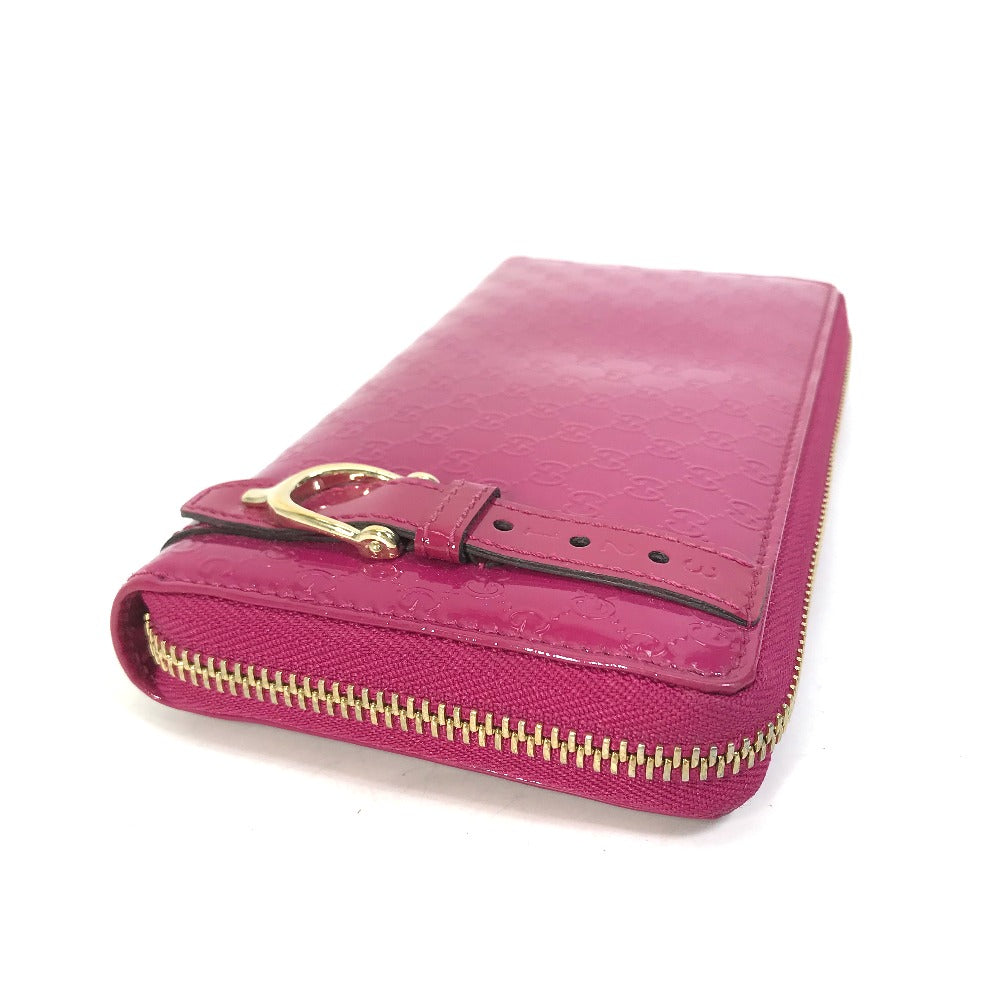 GUCCI Long Wallet Purse 309758 enamel pink Abbey GG pattern Guccisima Women Used