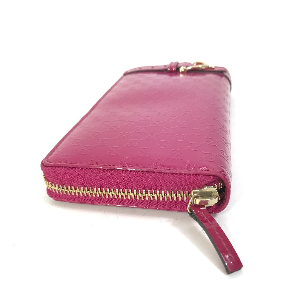 GUCCI Long Wallet Purse 309758 enamel pink Abbey GG pattern Guccisima Women Used