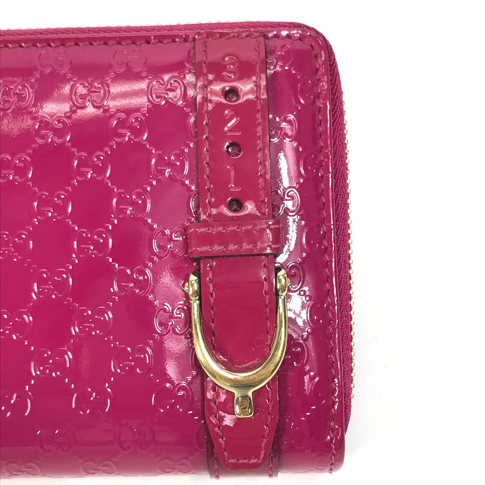 GUCCI Long Wallet Purse 309758 enamel pink Abbey GG pattern Guccisima Women Used