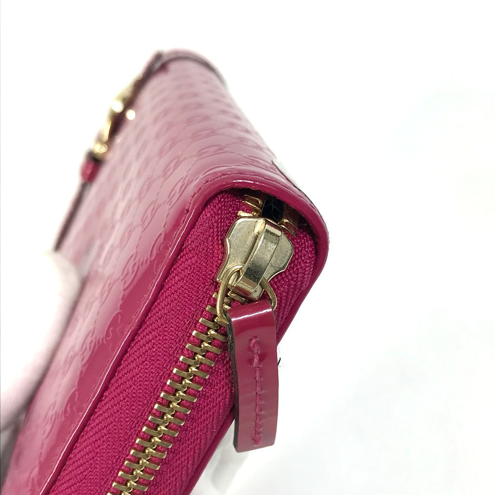 GUCCI Long Wallet Purse 309758 enamel pink Abbey GG pattern Guccisima Women Used