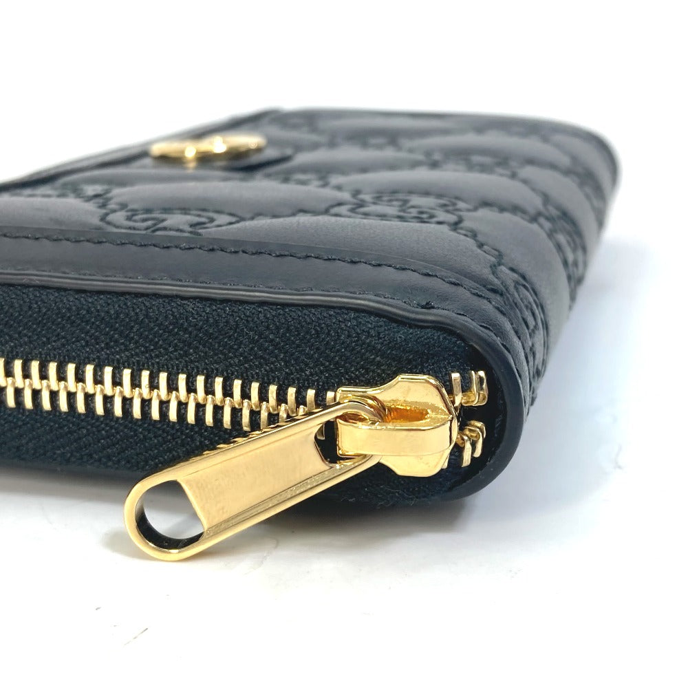 GUCCI Long Wallet Purse 723784 leather black Long wallet GG Matelasse Zip Around Wallet mens Used