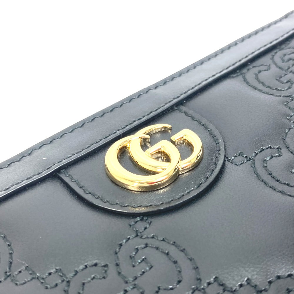 GUCCI Long Wallet Purse 723784 leather black Long wallet GG Matelasse Zip Around Wallet mens Used