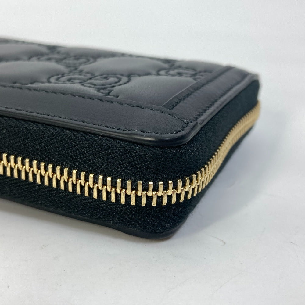 GUCCI Long Wallet Purse 723784 leather black Long wallet GG Matelasse Zip Around Wallet mens Used