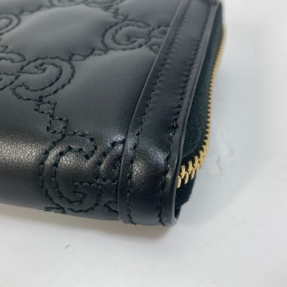 GUCCI Long Wallet Purse 723784 leather black Long wallet GG Matelasse Zip Around Wallet mens Used