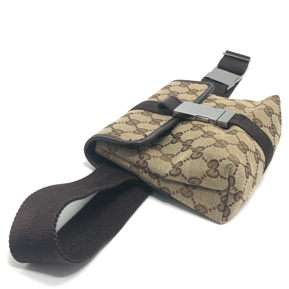 GUCCI Waist bag 131236 GG canvas Beige x brown GG Sling bag Waist pouch unisex(Unisex) Used