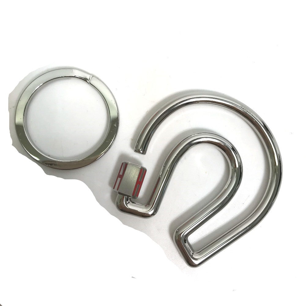 HERMES Key ring metal Silver feuille a cheval