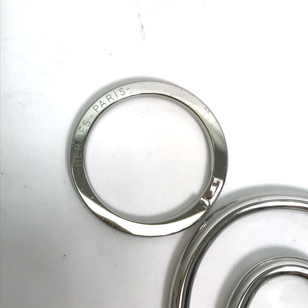 HERMES Key ring metal Silver feuille a cheval