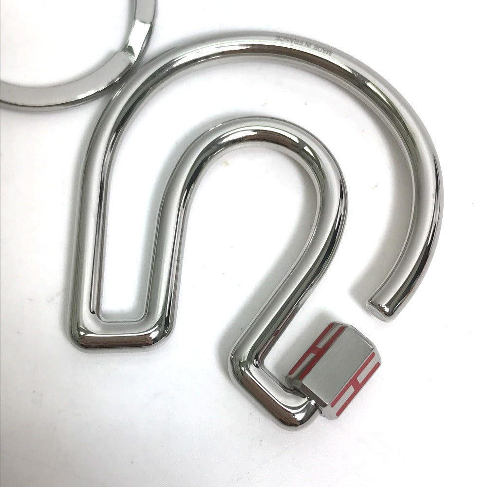 HERMES Key ring metal Silver feuille a cheval