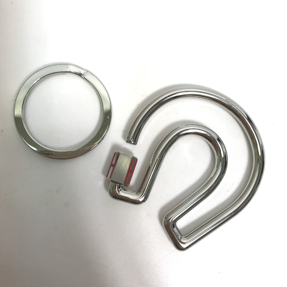 HERMES Key ring metal Silver feuille a cheval