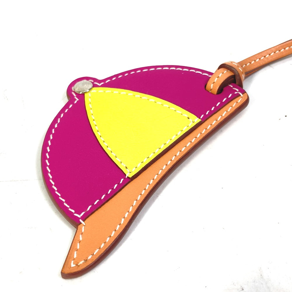 HERMES Bag charm leather purple paddock bombay charm Women Used