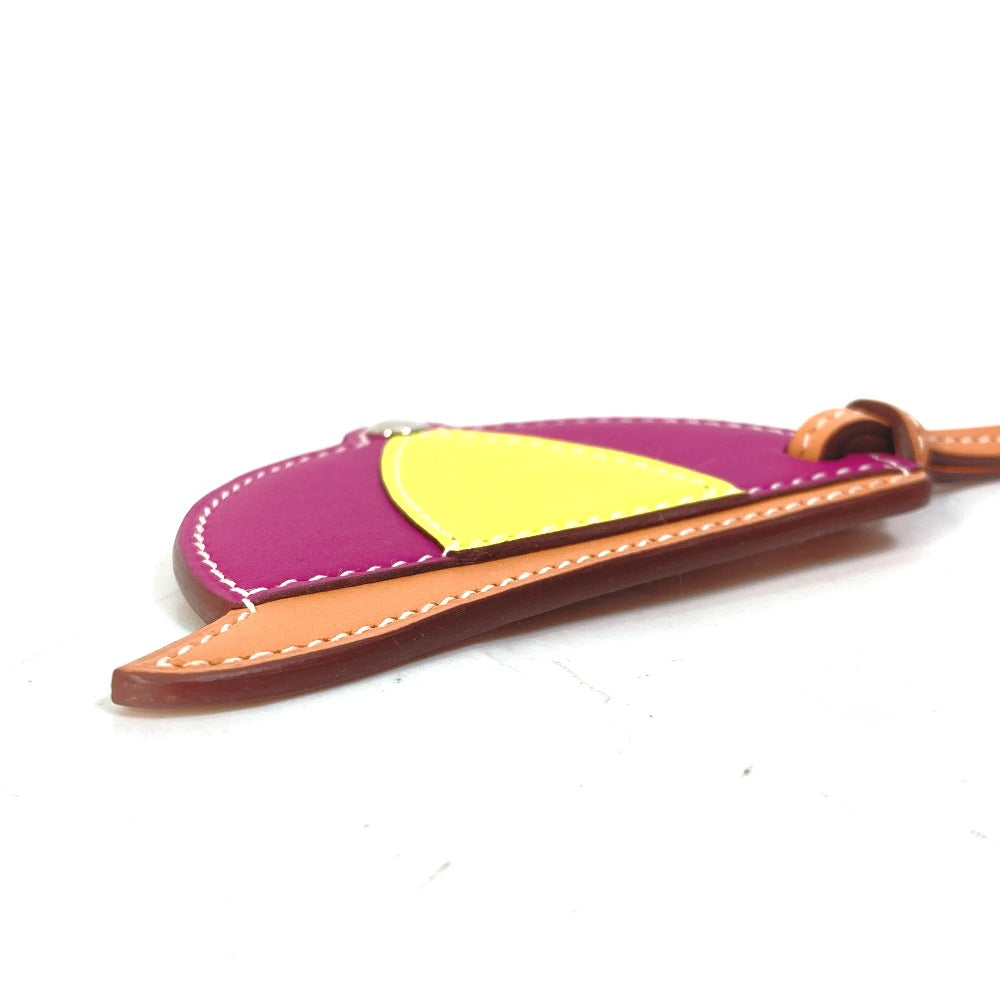 HERMES Bag charm leather purple paddock bombay charm Women Used