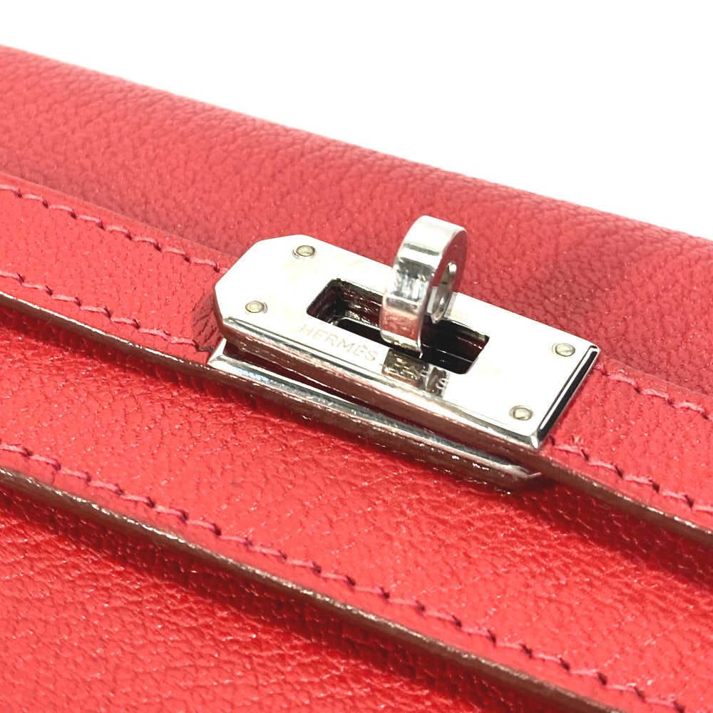 HERMES Trifold wallet Shave Red Kelly wallet medium