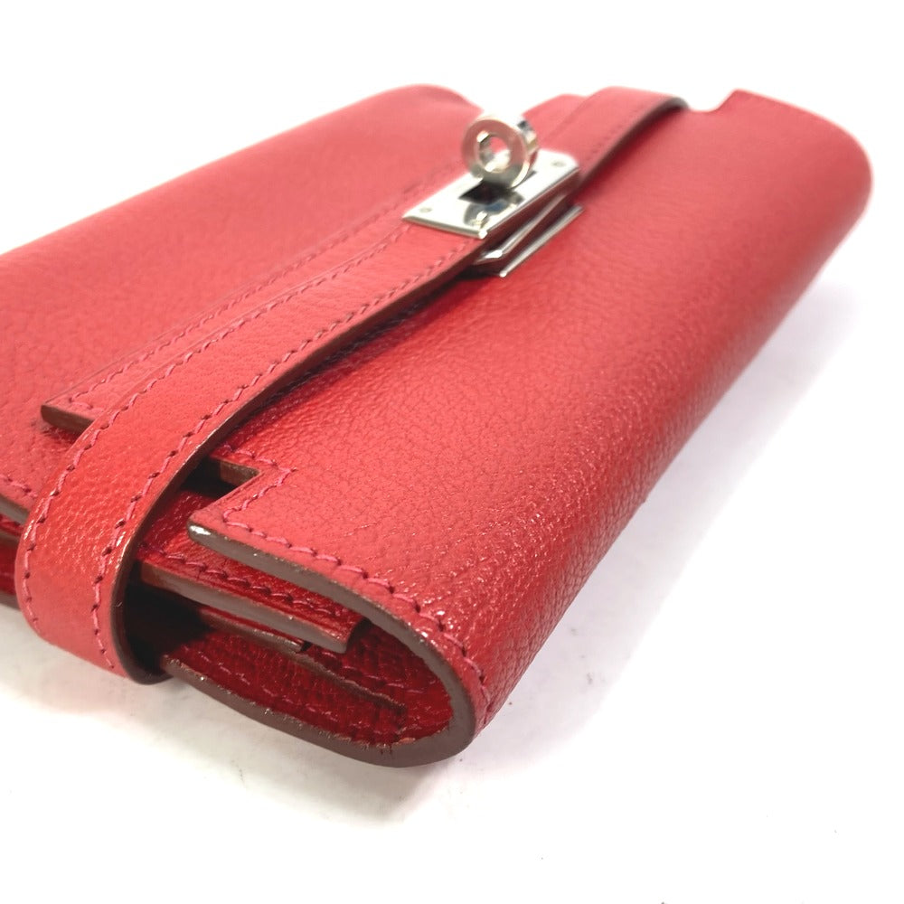 HERMES Trifold wallet Shave Red Kelly wallet medium