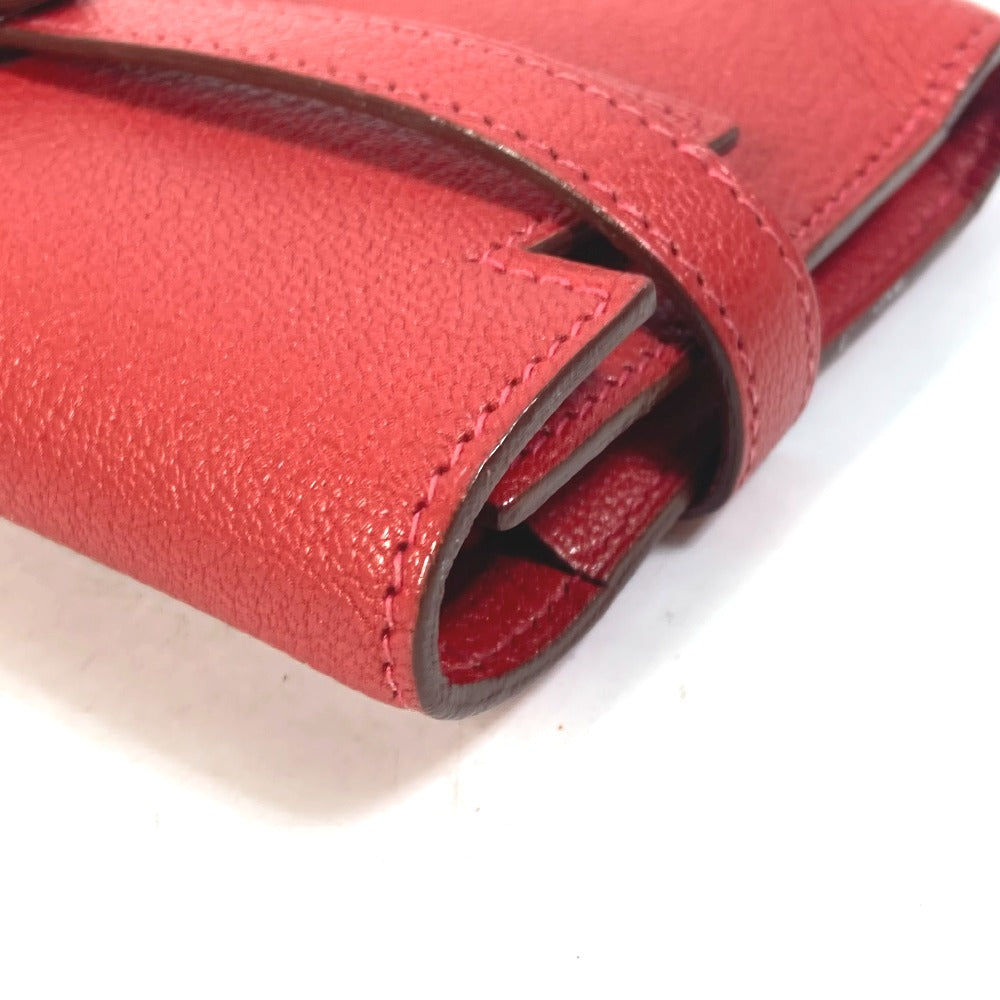 HERMES Trifold wallet Shave Red Kelly wallet medium