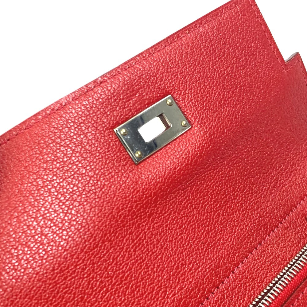 HERMES Trifold wallet Shave Red Kelly wallet medium