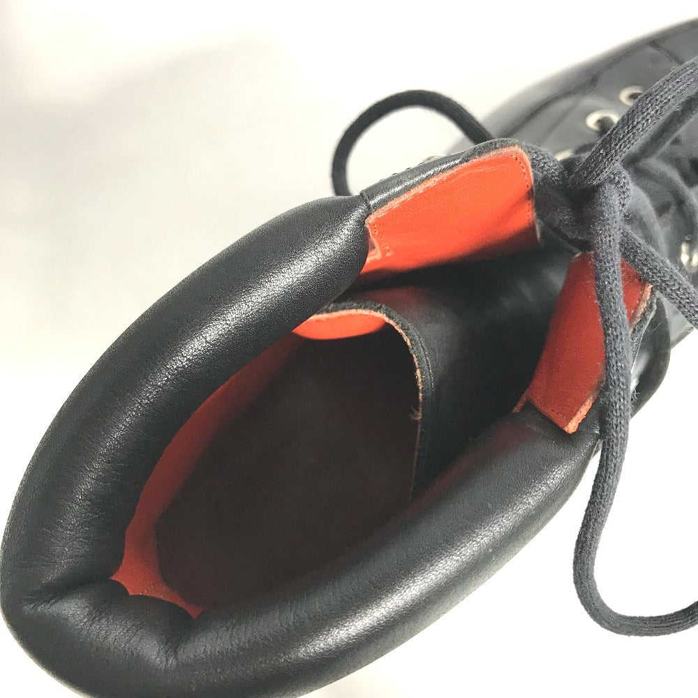 HERMES boots leather black trekking High cut H logo mens 40 Used