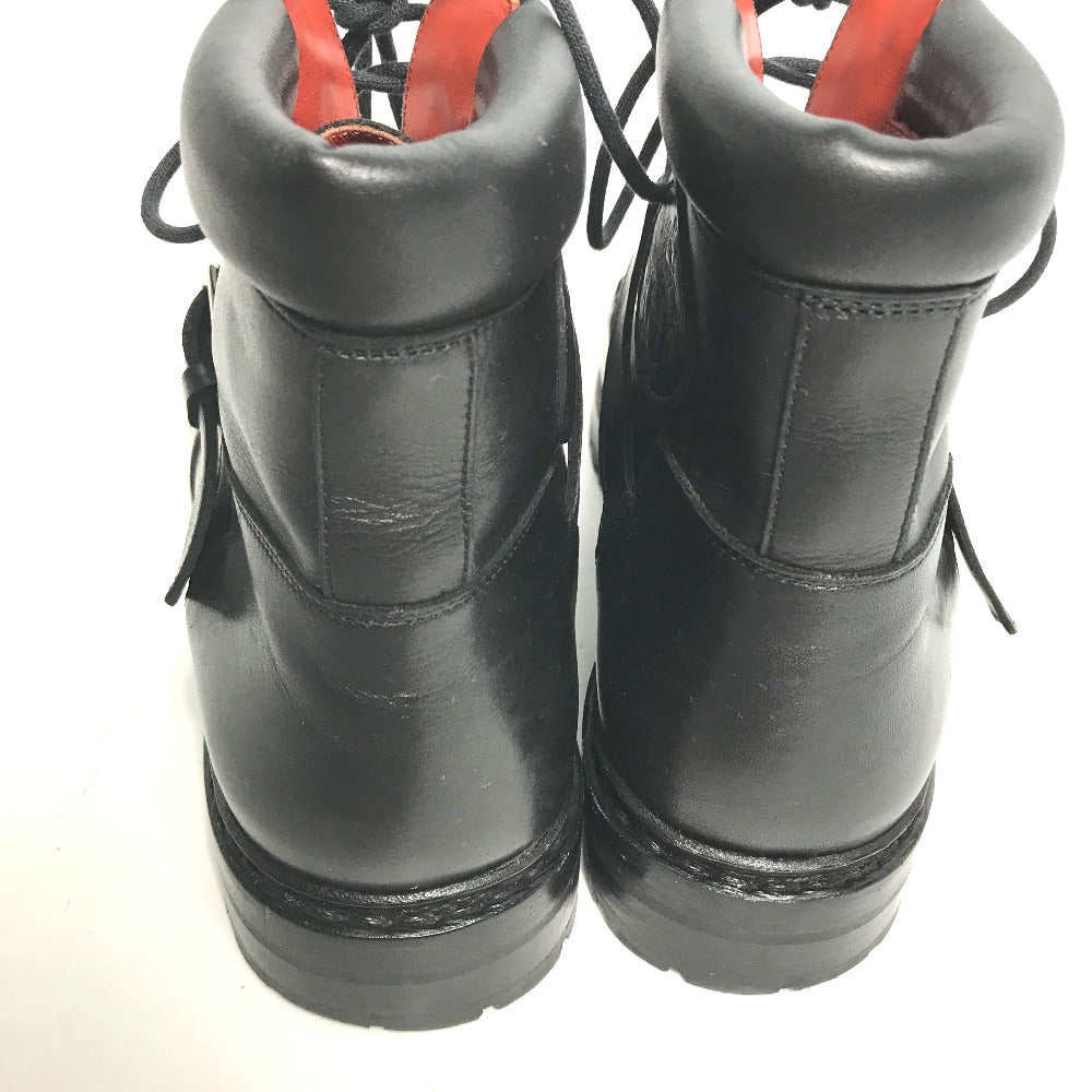 HERMES boots leather black trekking High cut H logo mens 40 Used