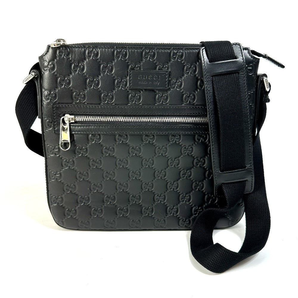 GUCCI Shoulder Bag 406410 leather black Guccisima Women Used